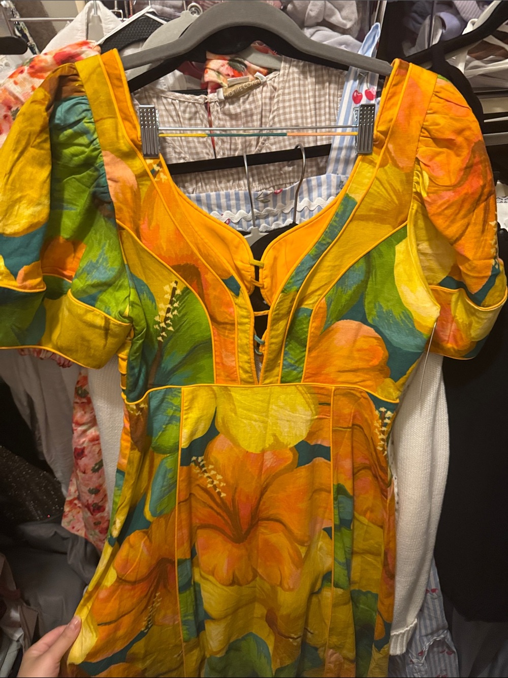 FARM Rio Yellow, Green & Orange Floral Midi Dress - Picture 7 of 7